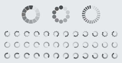 Circular Loading Buffering Icons Vector Set Video Ready for Animation Gif All Keyframes Frames Bufring Circle Waiting for Connection Buffer Preloader Download Symbol Easy Replace Color