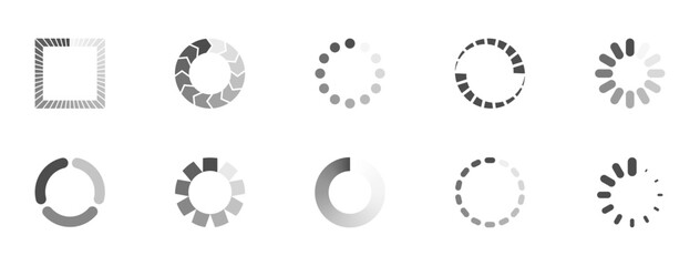 Download sign set. Load icons set. Load system. Data load. Loading bar. Froze computer. Vector stock illustration. Vector illustration. Vector illustration