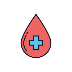 Fototapeta premium Blood Donation related vector line icon. Blood drop. Isolated on white background. Vector illustration. Editable stroke