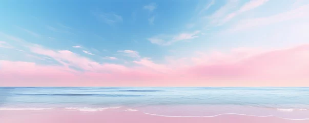 Rolgordijnen beach blue sky in pink colors ocean. © amazingfotommm