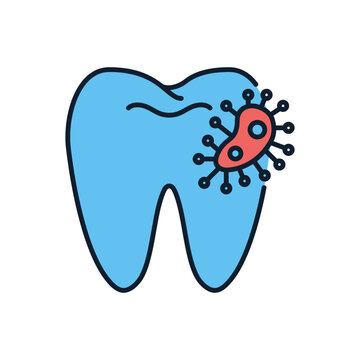 Dental Bacteria Related Vector Icon. Dental Bacteria Sign. Isolated on White Background
