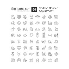 Fototapeta na wymiar Editable big icons set representing carbon border adjustment, isolated vector, thin line illustration.