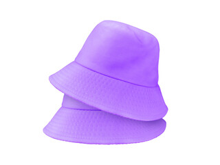 Two purple bucket hats isolated  PNG transparent
