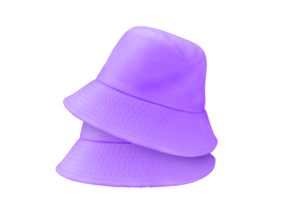 Two purple bucket hats isolated  PNG transparent