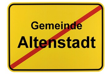 Illustration eines Ortsschildes der Gemeinde Altenstadt in Brandenburg