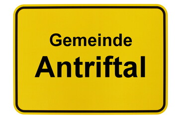 Illustration eines Ortsschildes der Gemeinde Antriftal in Brandenburg