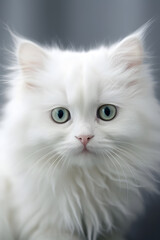 Fototapeta premium white fluffy cute cat with big eye