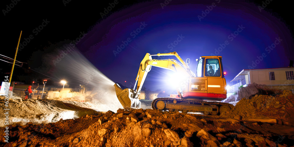 Poster cranes and forklifts on a construction site - generative ai