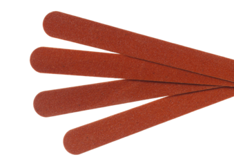 Brown nail file for manicure and pedicure, cosmetic emery board for women isolated on white with clipping path