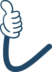 Retro Arm Hand Vector Cartoon Gesture Thumps up