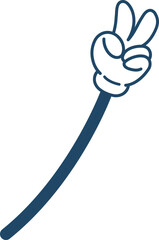 Retro Arm Hand Vector Cartoon Gesture Victory
