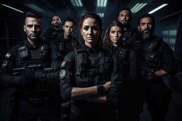 Fototapeta premium Military swat team members during operation