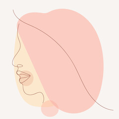 Abstract Woman face one line drawing. Stylish woman portrait. Outline trendy vector illustration. 