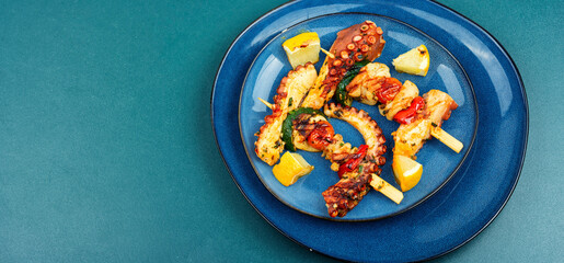 Delicious octopus skewers.