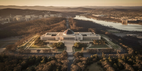 Fototapeta premium Aerial view of Canberra - Generative AI