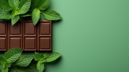 chocolate bar with mint. AI generated. 