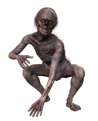 Zombie on transparent background, 3d render