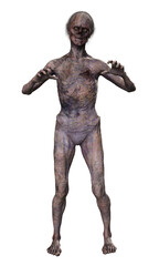 Zombie on transparent background, 3d render