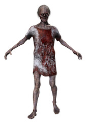 Zombie on transparent background, 3d render