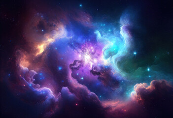 Naklejka na ściany i meble Galaxy space nebula background. Nature constellation. High quality photo