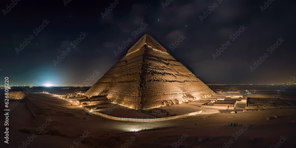 Poster aerial view of pyramids - generative ai
