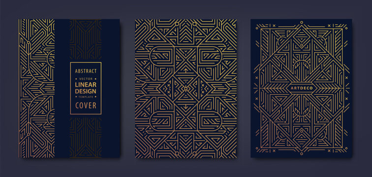 Vector set of art deco abstract backgrounds, save the date gatsby style invitations, vintage frames. Premium design, luxury golden templates. Trendy graphic poster, brochure, design, packaging.