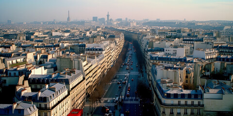 Fototapeta premium Aerial view of Paris - Generative AI