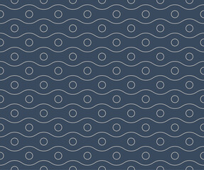 Vector horizontally seamless line texture made of parts of a bike chain. Blue background.