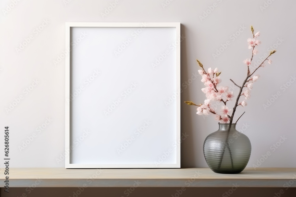 Aufkleber blank picture frame mockup on wall in modern interior. artwork template mock up in interior design w