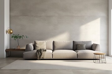 Living room interior with large grey sofa Generative AI