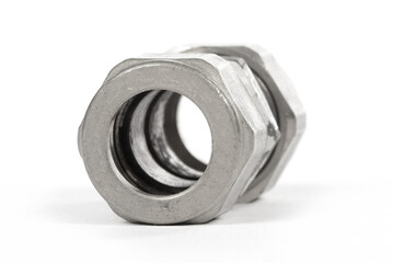 Steel fitting for plumbing pipes, connector for two different sizes