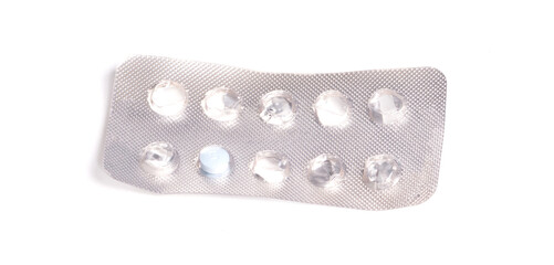 Pill strip, almost empty - just one left