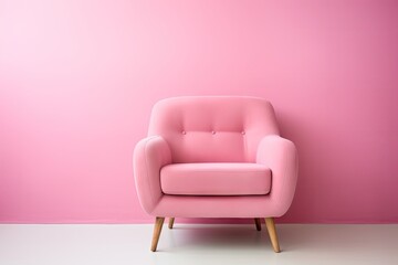 Pink Armchair sofa.Keywords Sleek minimalist clean Generative AI
