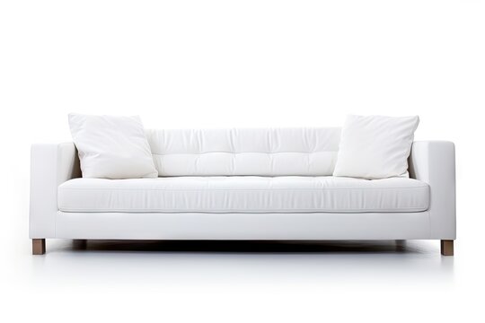  Modern sofa on isolated white background. Generative AI
