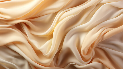 Abstract beige, pastel background. Crumpled textile texture with many folds. Generative Ai