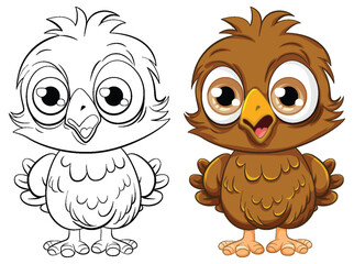 Cute owl chick cartoon isolated