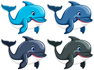 Four Dolphins Swimming