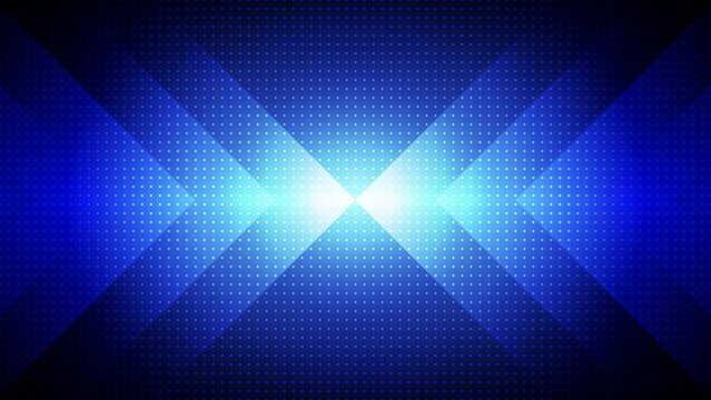 Abstract creative glowing light motion geometric triangle shape on gradient blue background. Video animation Ultra HD 4k footage.