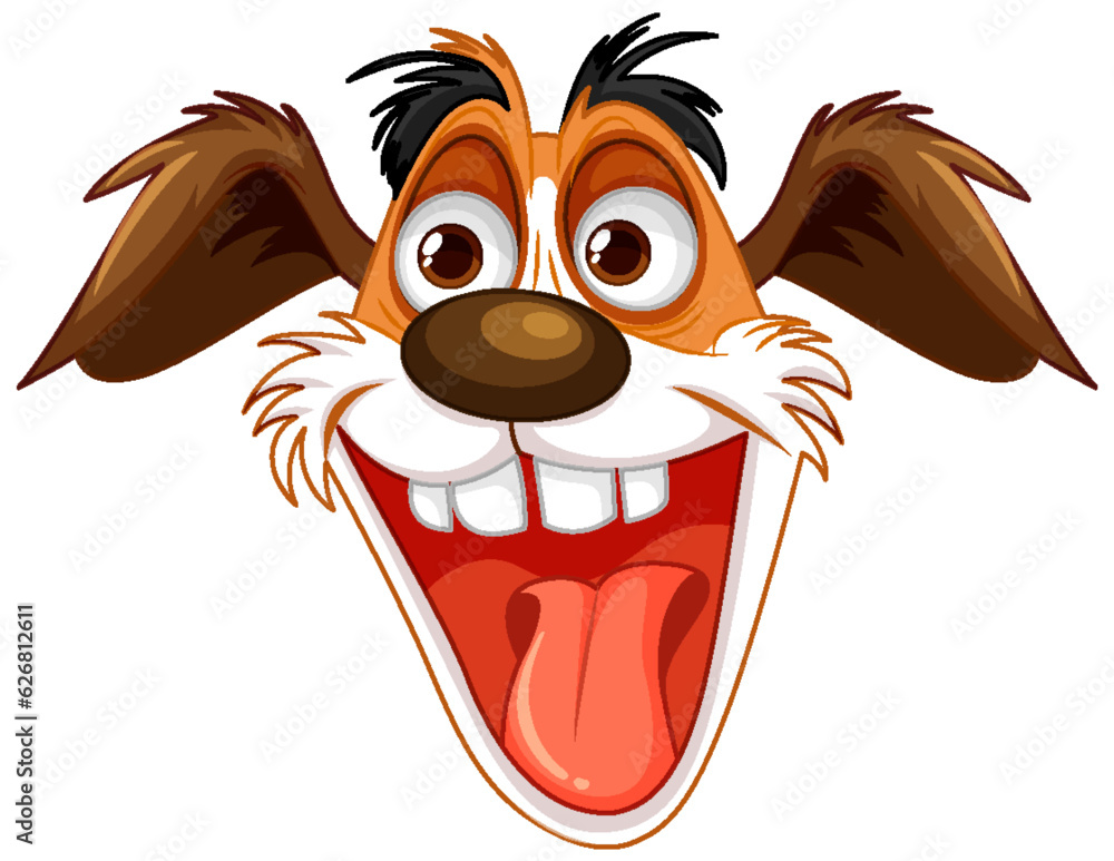 Canvas Prints cute playful crazy dog cartoon head