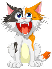Ferocious Cat Cartoon with Open Mouth