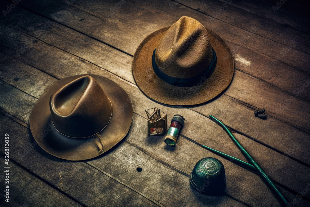 Poster hats on the table - generative ai