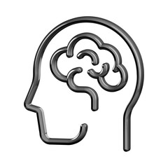 This is a beautifully designed 3D brain icon with a beautiful metallic texture.