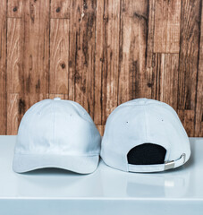 Sophisticated and stylish, a white blank hat graces this captivating mockup image