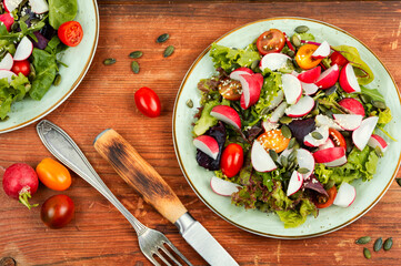 Fresh useful salad with vegetables.