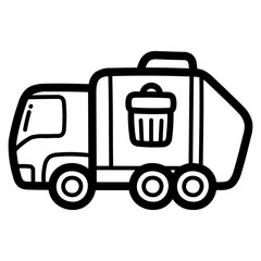 garbage truck line icon style