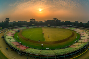 A cricket stadium, aerial view - Generative AI