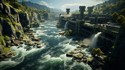 Hydroelectric plant. Generative Ai