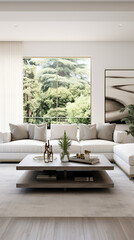 interior of modern living room with white sofa, 3d render
