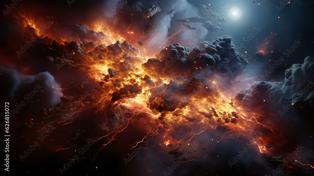 Wall mural massive planetary collision in space. generative ai