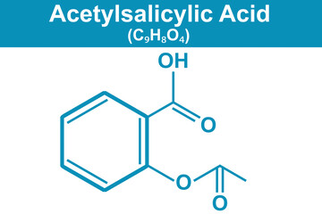 Chemistry illustration of Acetylsalicylic acid in blue